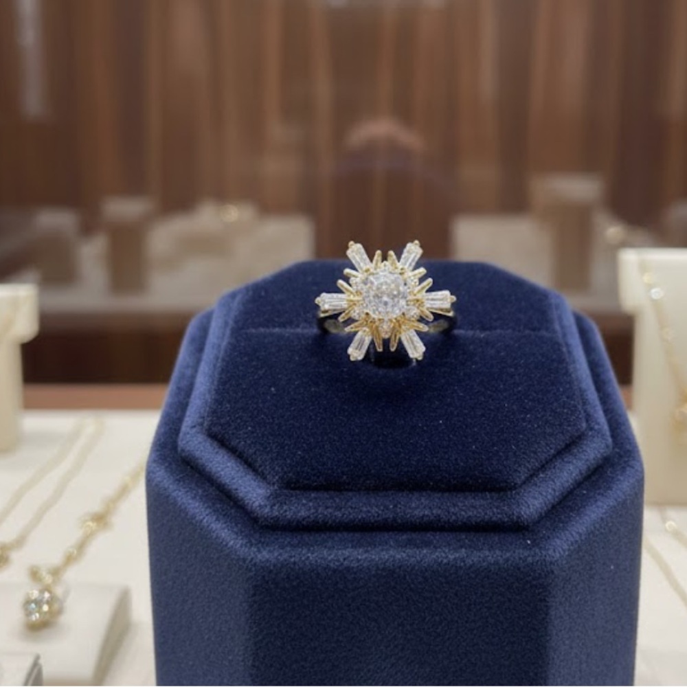 Elegant Gold and Silver Starburst anxiety Ring